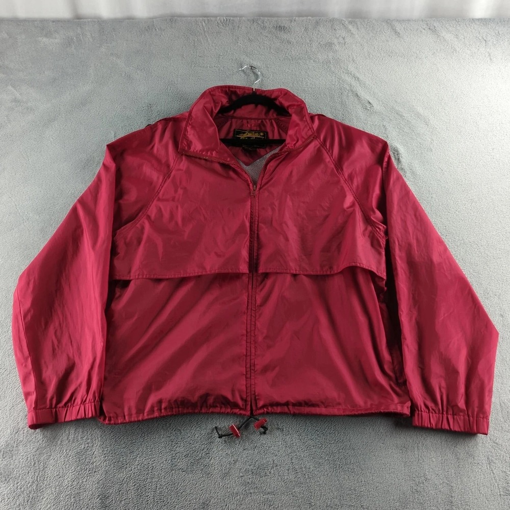 Vintage Eddie Bauer Jacket Mens Large Red‎ Windbreaker Stowaway Hood Nylon 90s